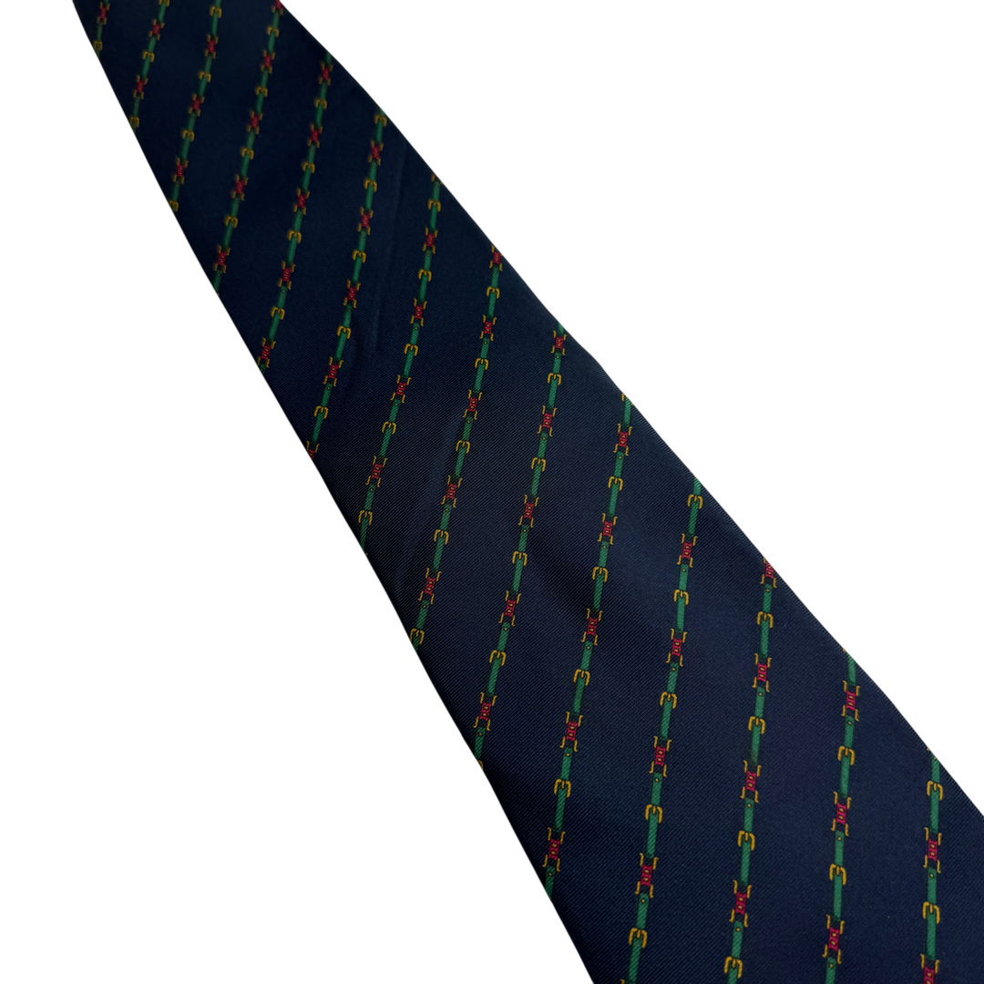 Gucci Striped Pattern Silk Tie Navy