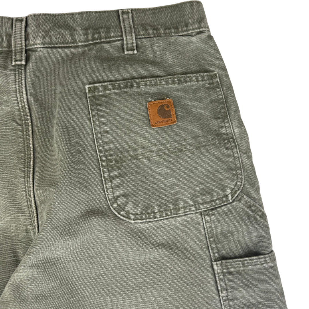 Carhartt Flannel Lined Carpenter Workwear Trousers Green