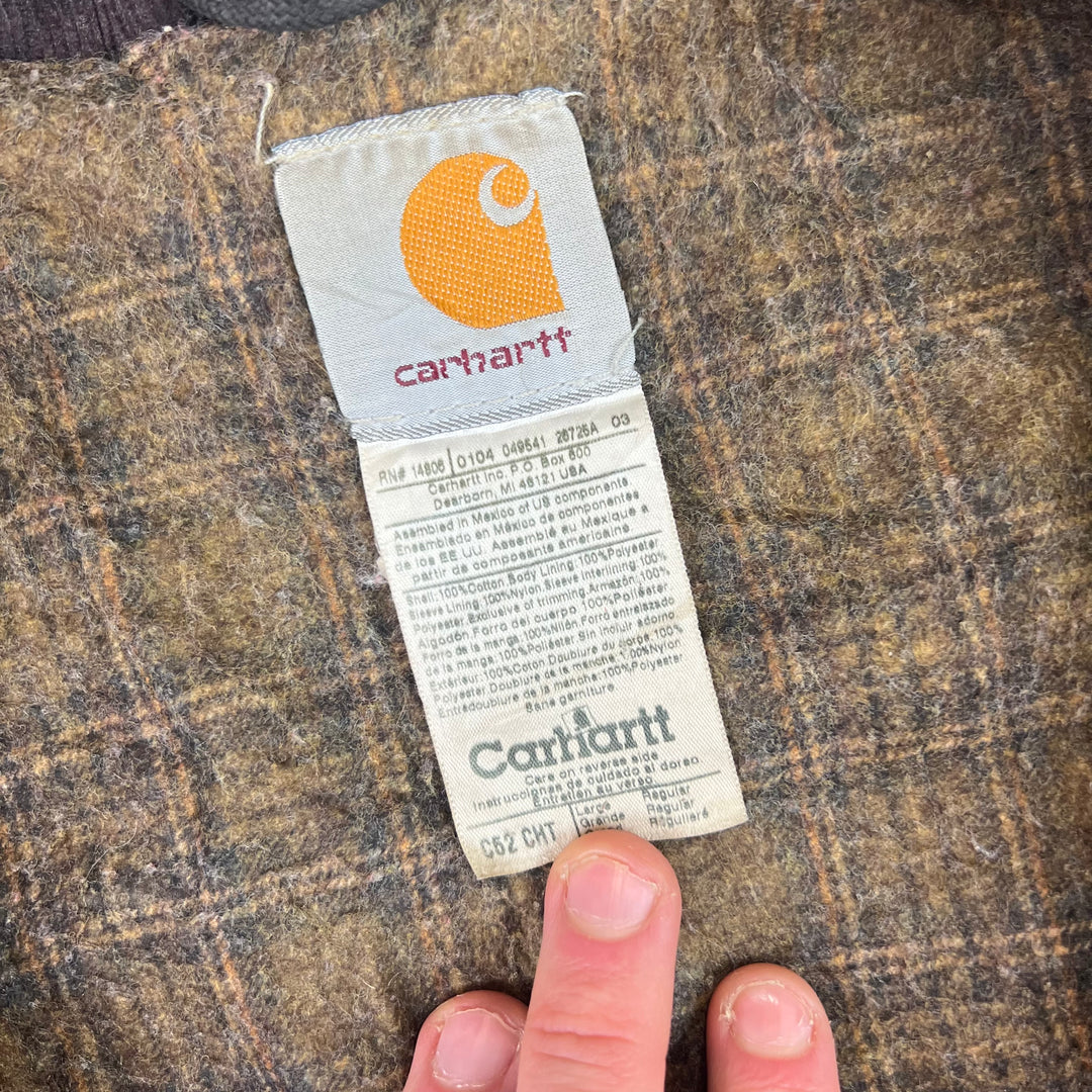 Vintage Carhartt Blanket Lined Work Chore Jacket Brown C52 CHT