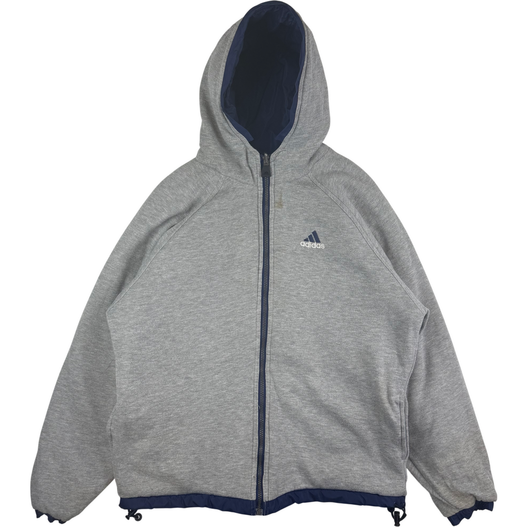 Adidas 90's Reversible Full-Zip Hooded Jacket Grey Navy