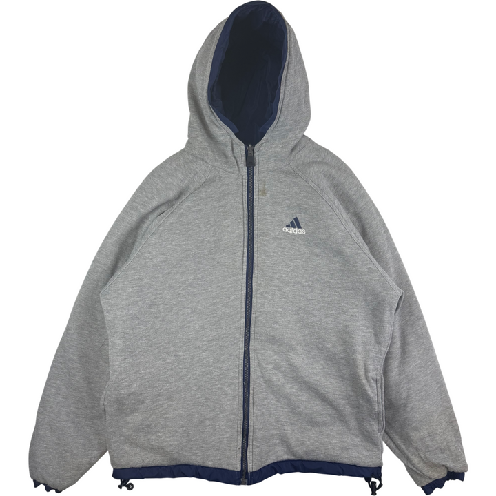 Adidas 90's Reversible Full-Zip Hooded Jacket Grey Navy