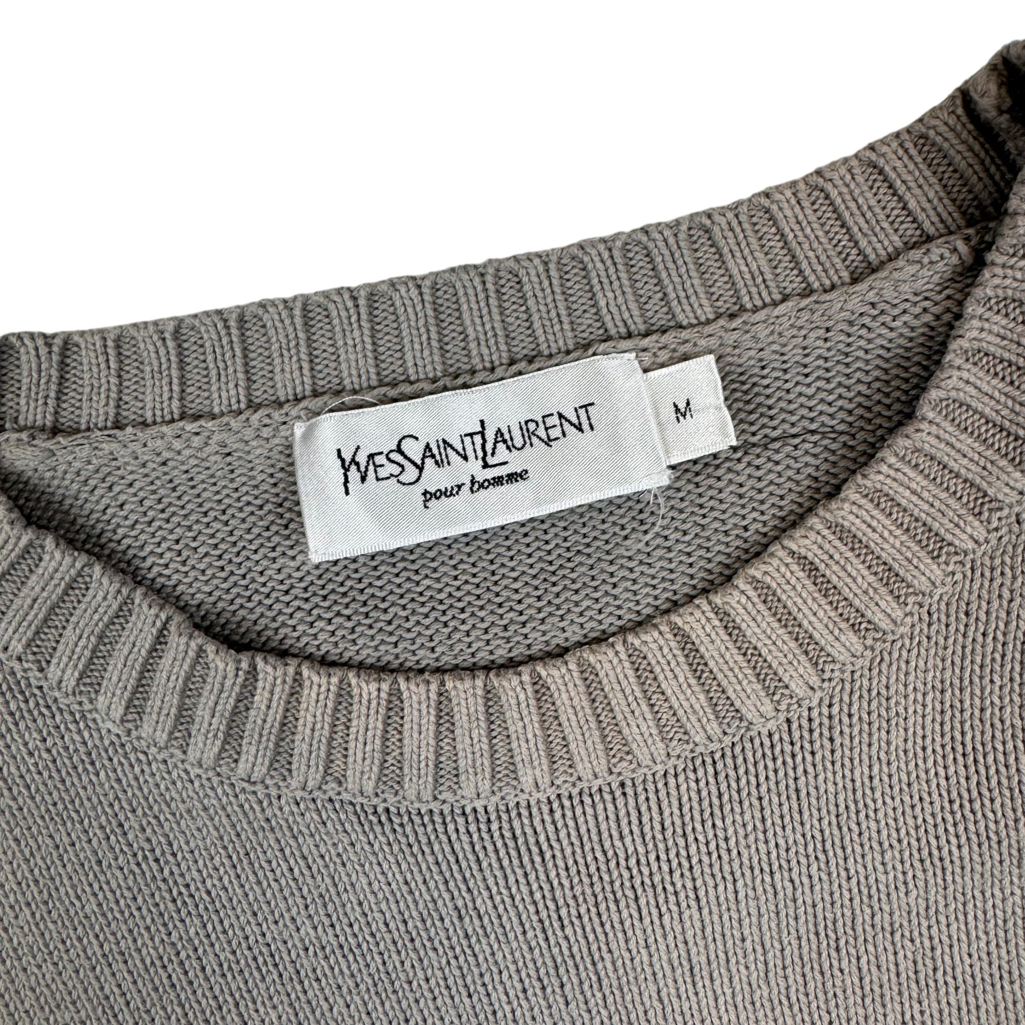 Yves Saint Laurent Knitted Roundneck Sweater Grey | Bring It Back