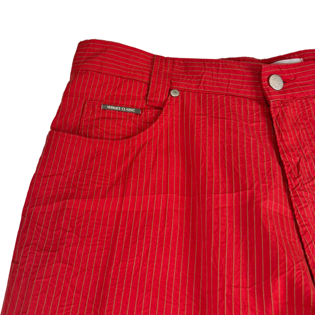 Versace Classic Striped Trousers Red