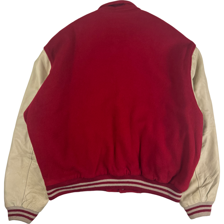 Vintage Budo Club Rambouillet 78 Leather Letterman Varsity Jacket Red