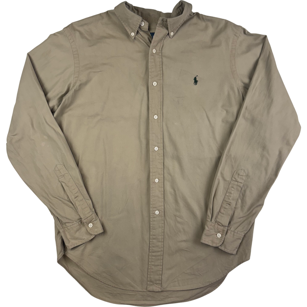 Ralph Lauren Classic Fit Long Sleeve Button Down Shirt Tan Beige