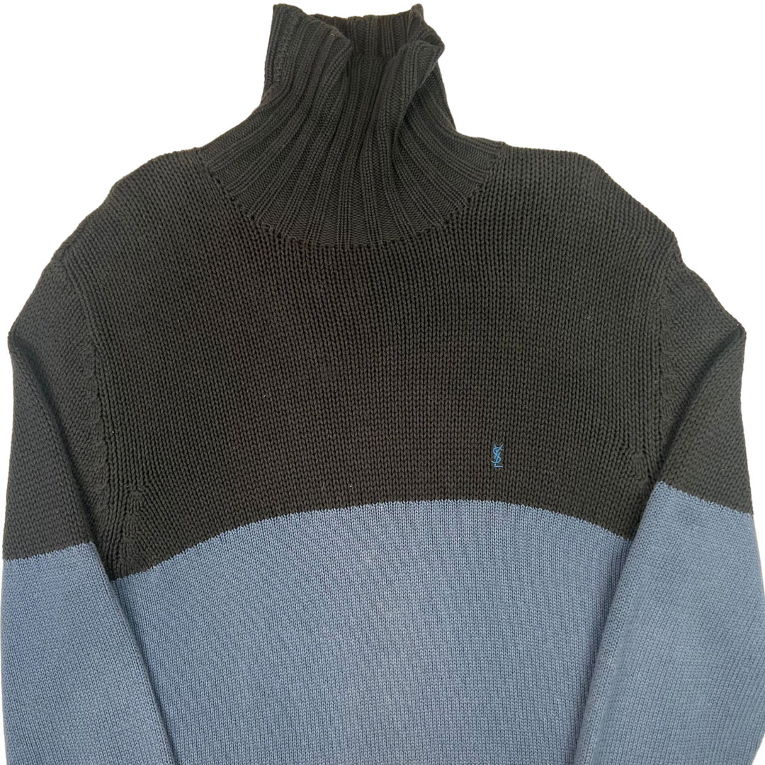 Yve's Saint Laurent Turtleneck Knit Sweater Blue Black