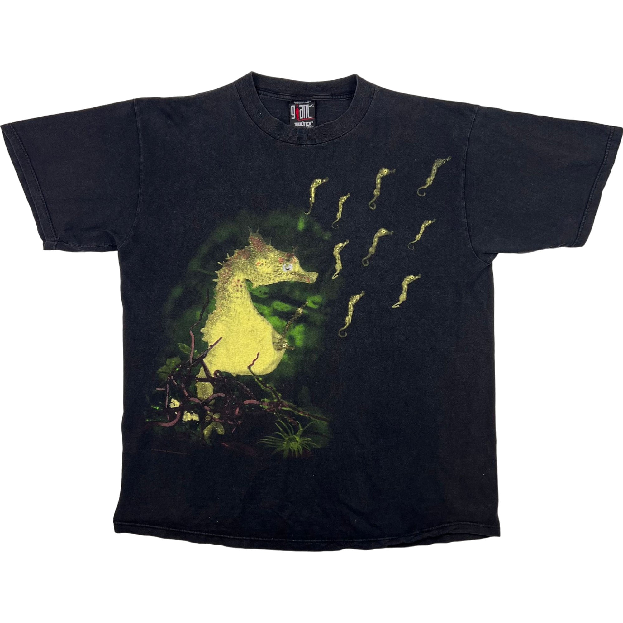 トップス 90s NIRVANA SEAHORSE ALL APOLOGIES Vintage Nirvana 1993 All Apologies Seahorse Graphic T-shirt Black