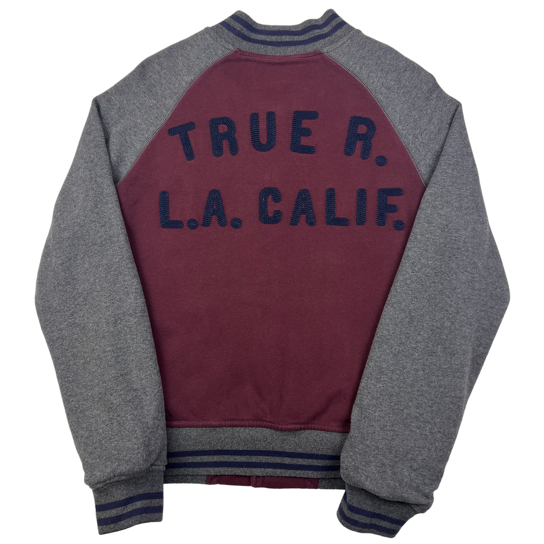 True Religion 00s Varsity Jacket Maroon Grey