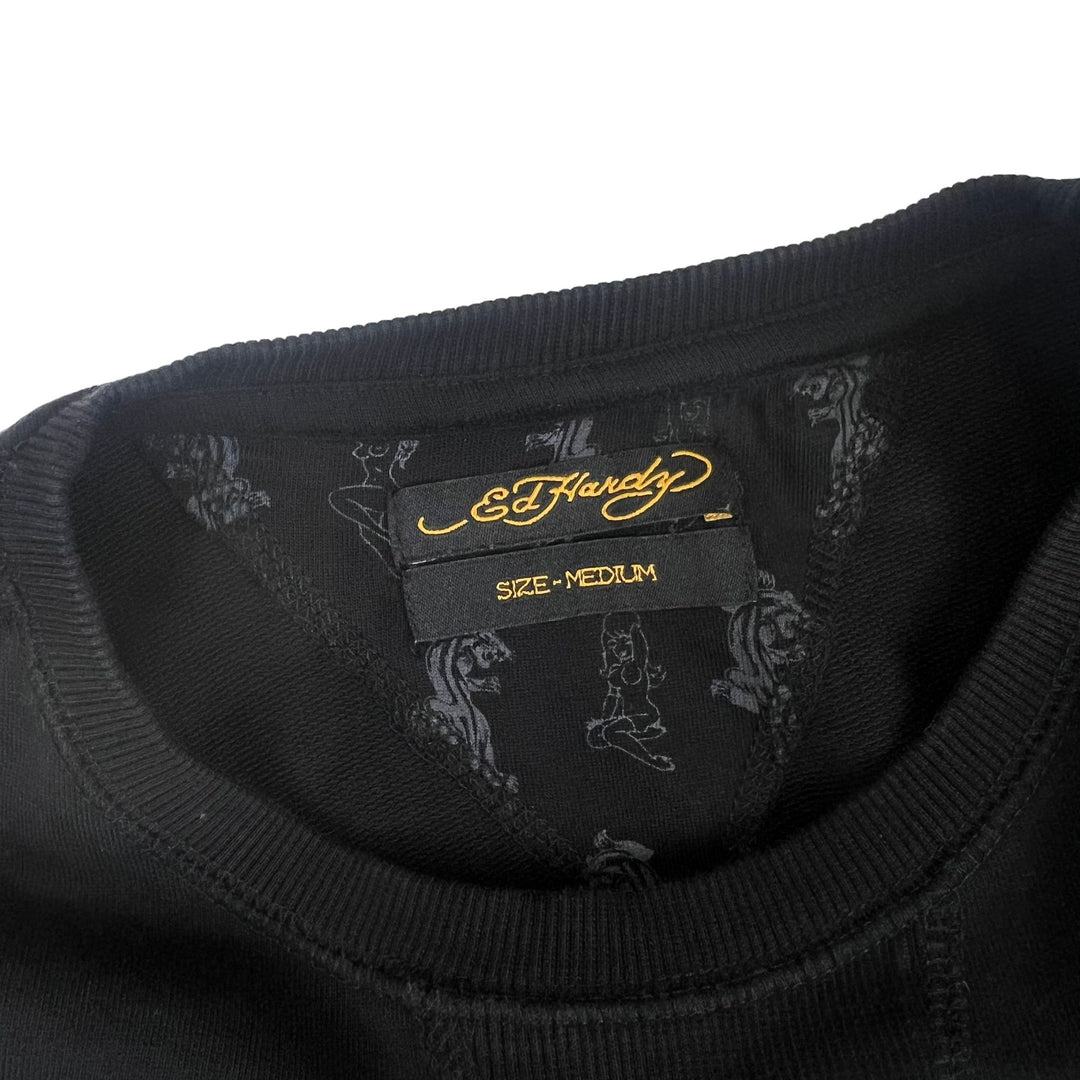 Ed Hardy Quilted Shoulder Sweatshirt Black