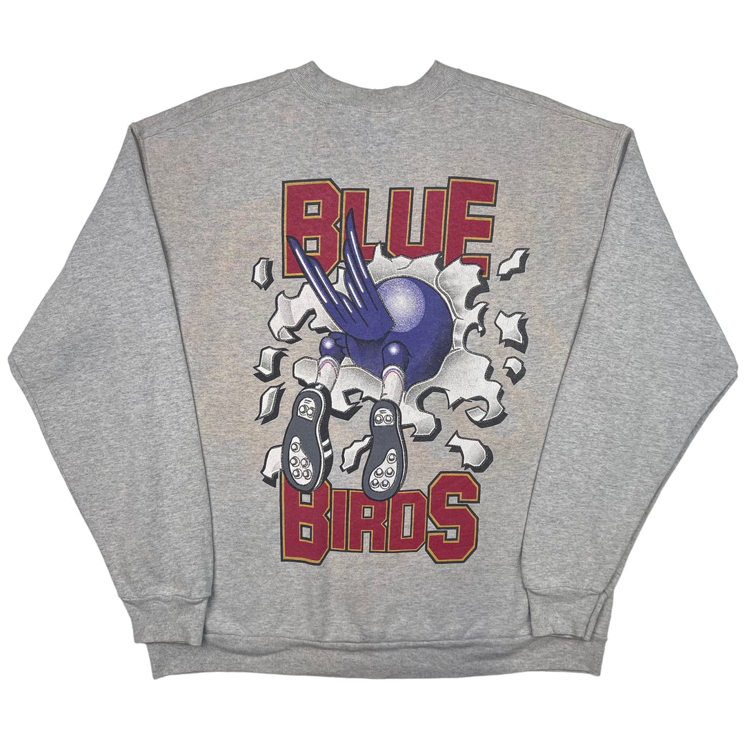 Vintage Cardiff City Blue Birds Graphic Sweatshirt Grey Fruit of The Loom Rare