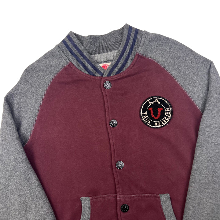 True Religion 00s Varsity Jacket Maroon Grey