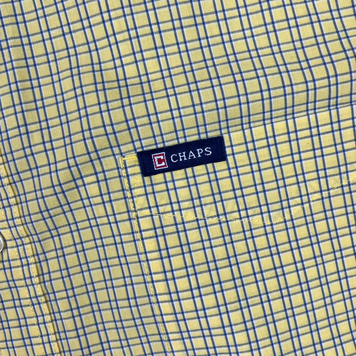 Chaps Ralph Lauren Short Sleeve Plaid Shirt Yellow Blue