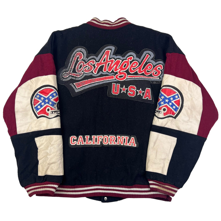 Vintage Los Angeles Rams Varsity Bomber Jacket Rare Black Maroon Cream