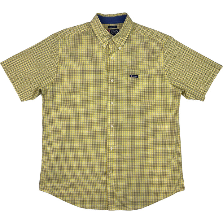 Chaps Ralph Lauren Short Sleeve Plaid Shirt Yellow Blue