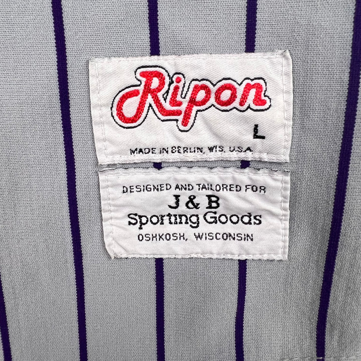 Vintage Striped Baseball Jersey "Mosinee 9" Grey Purple