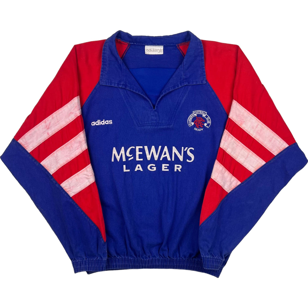  UK製 90s グラスゴーレンジャース ゲームシャツ Adidas Rangers Football Club McEwan's Lager Jersey Blue Red
