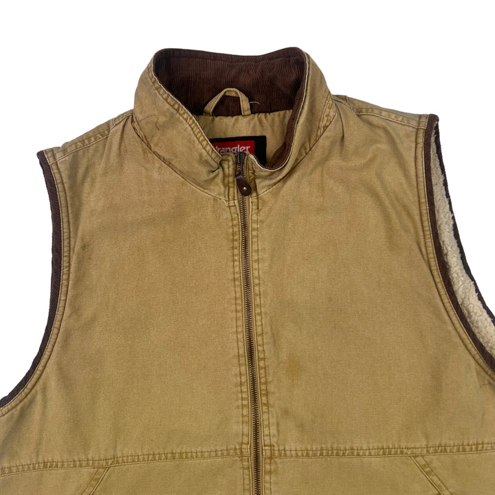 Wrangler Sherpa Lined Workwear Gilet Vest Beige