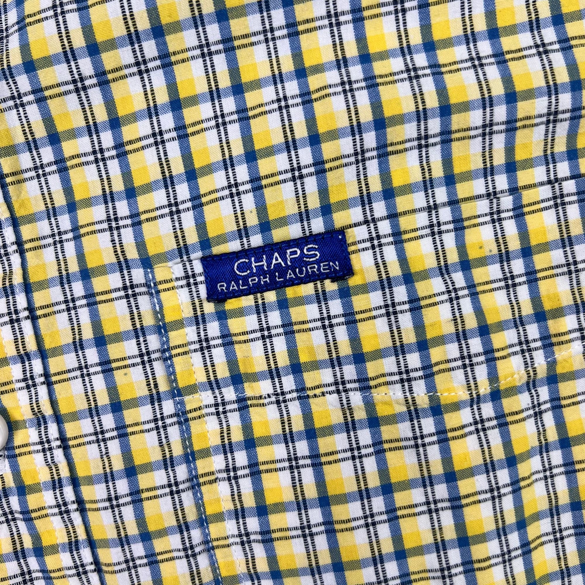 Chaps Ralph Lauren Checkered Short Sleeve Shirt Yellow Blue Bring It Ba Bring It Back