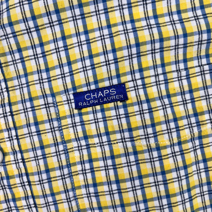 Chaps Ralph Lauren Checkered Short Sleeve Shirt Yellow Blue