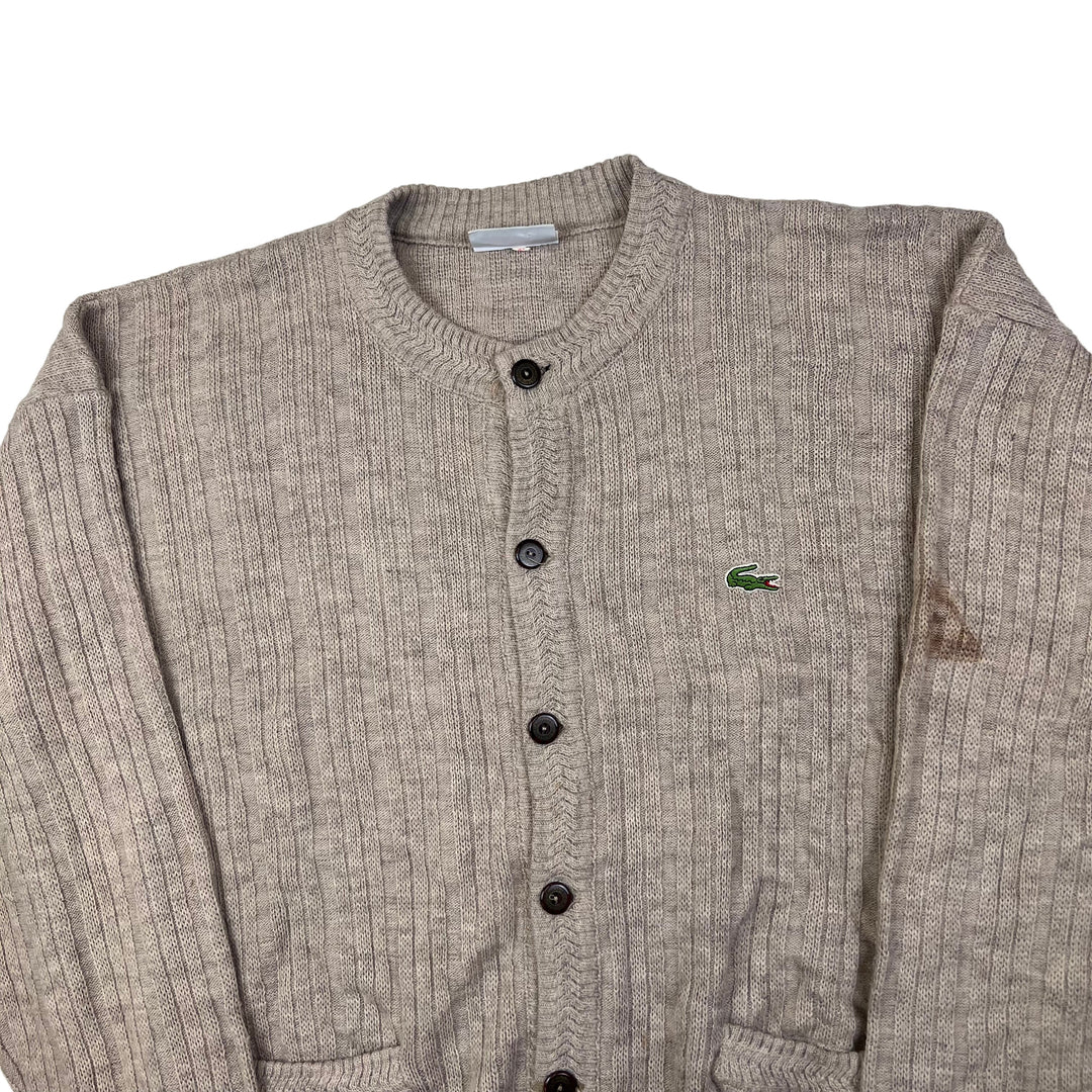 Lacoste Beige Button-Up Knit Cardigan