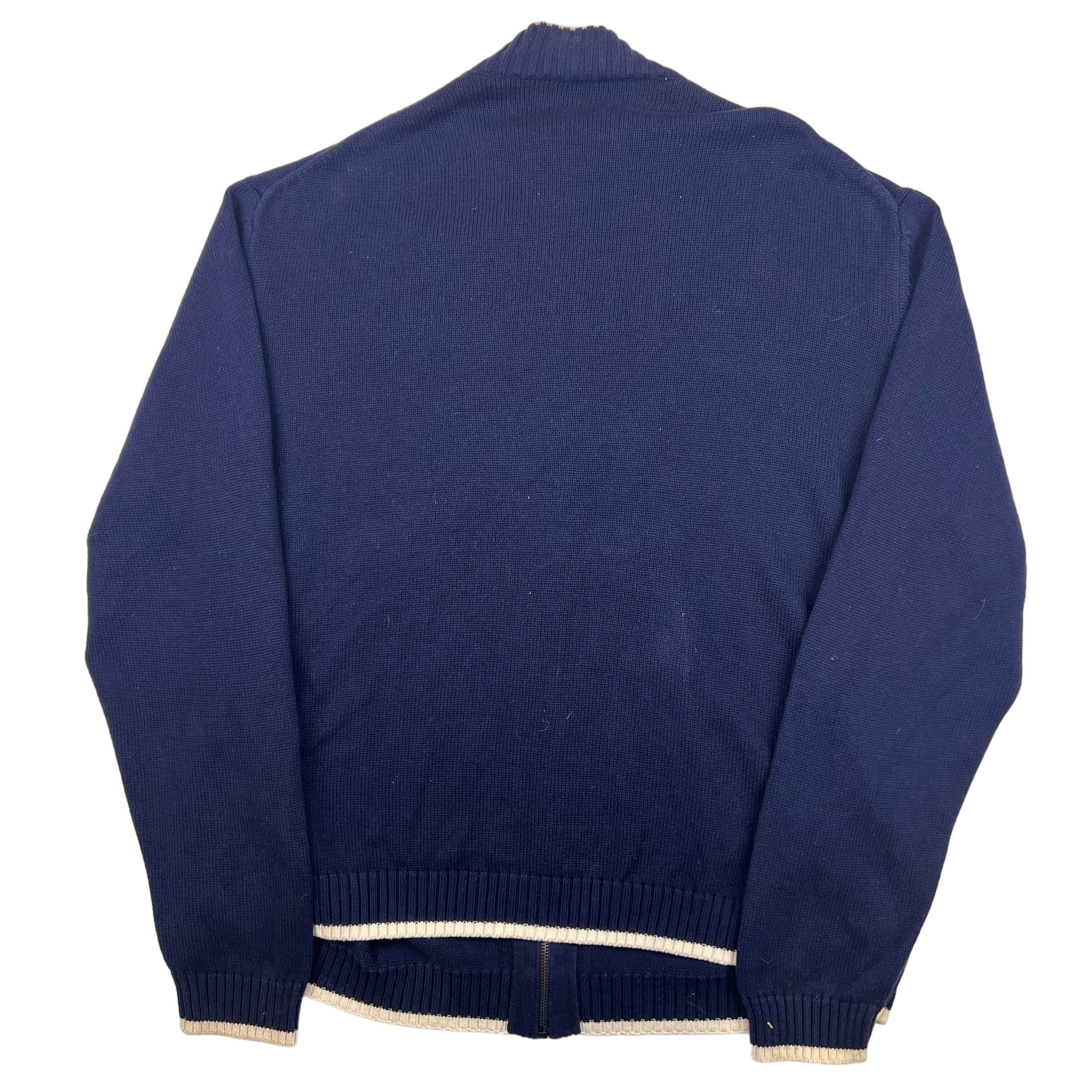 Yves Saint Laurent Zip-Up Knitted Sweatshirt Navy | Bring It Back