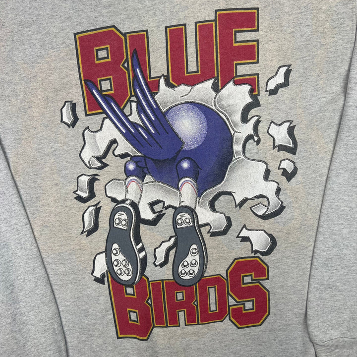 Vintage Cardiff City Blue Birds Graphic Sweatshirt Grey Fruit of The Loom Rare