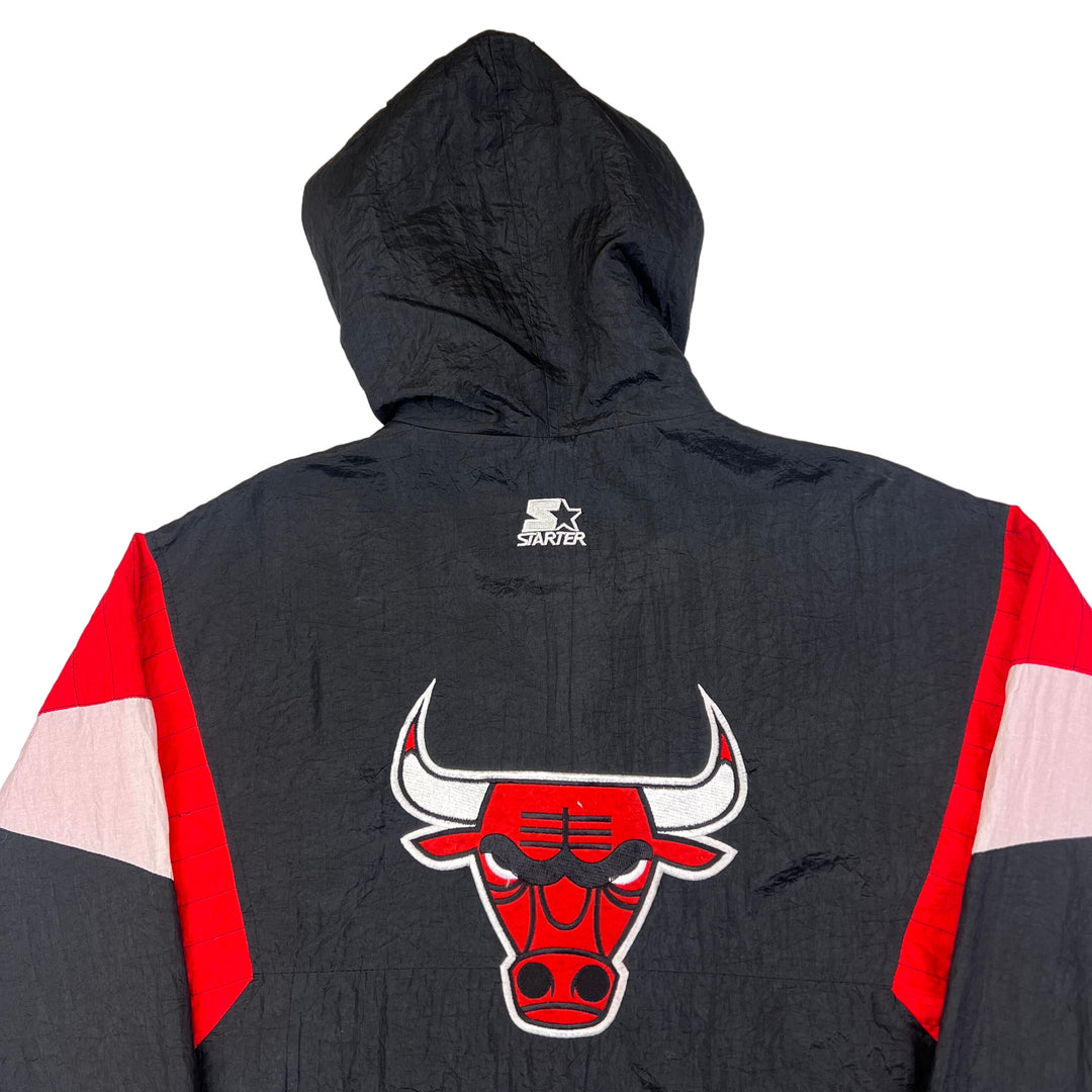 Starter Chicago Bulls 90s Pullover Hooded Jacket Black Red