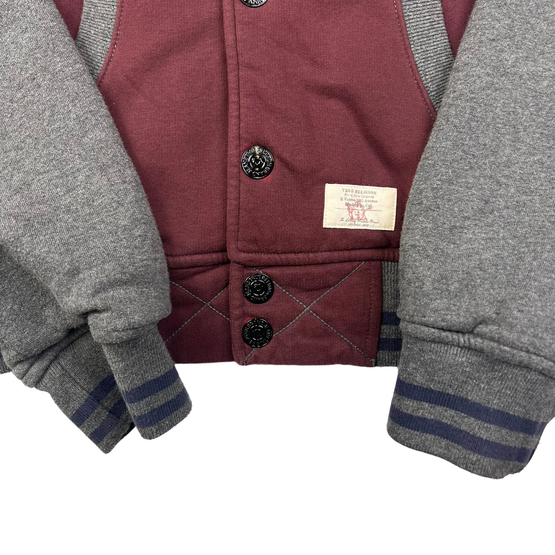 True Religion 00s Varsity Jacket Maroon Grey