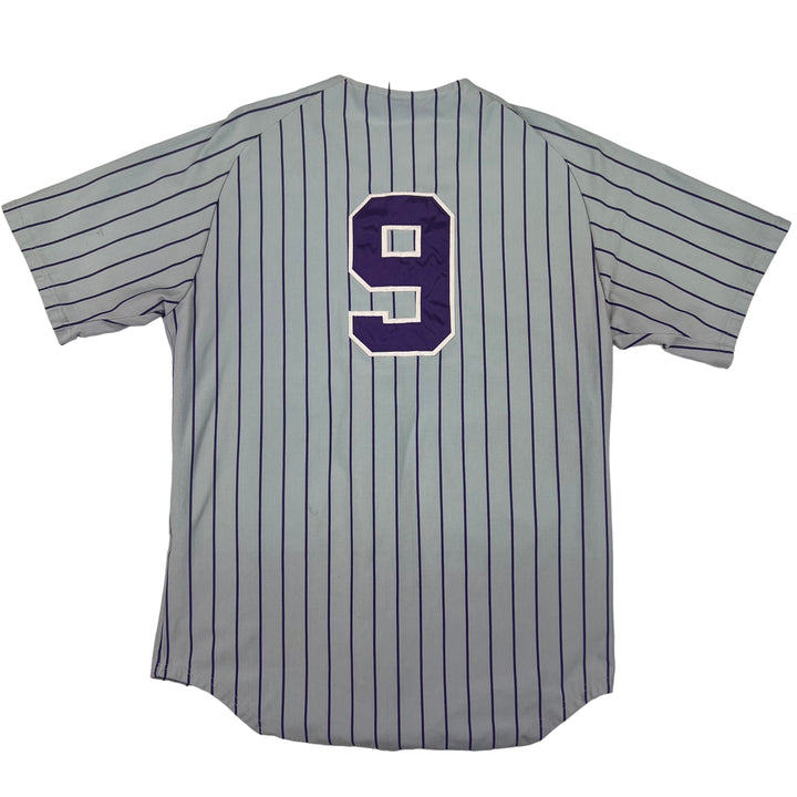 Vintage Striped Baseball Jersey "Mosinee 9" Grey Purple
