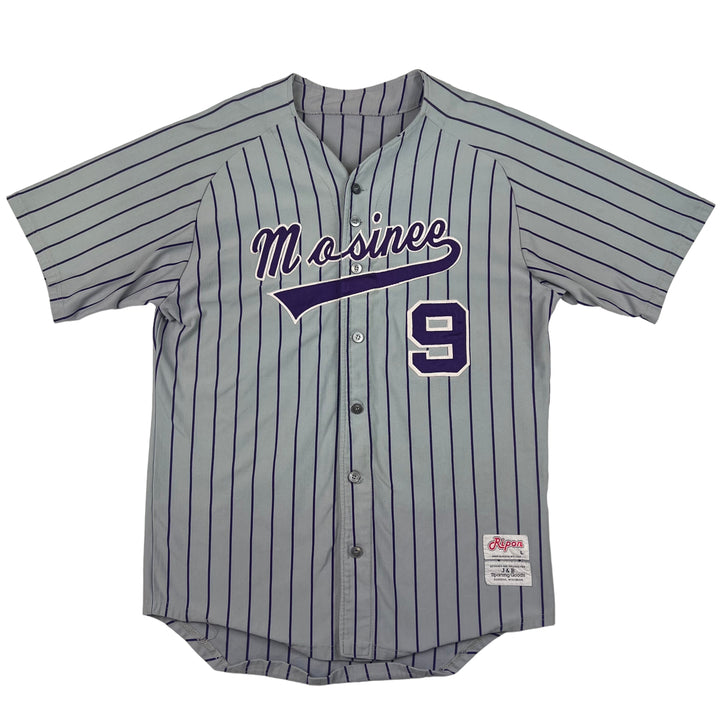 Vintage Striped Baseball Jersey "Mosinee 9" Grey Purple