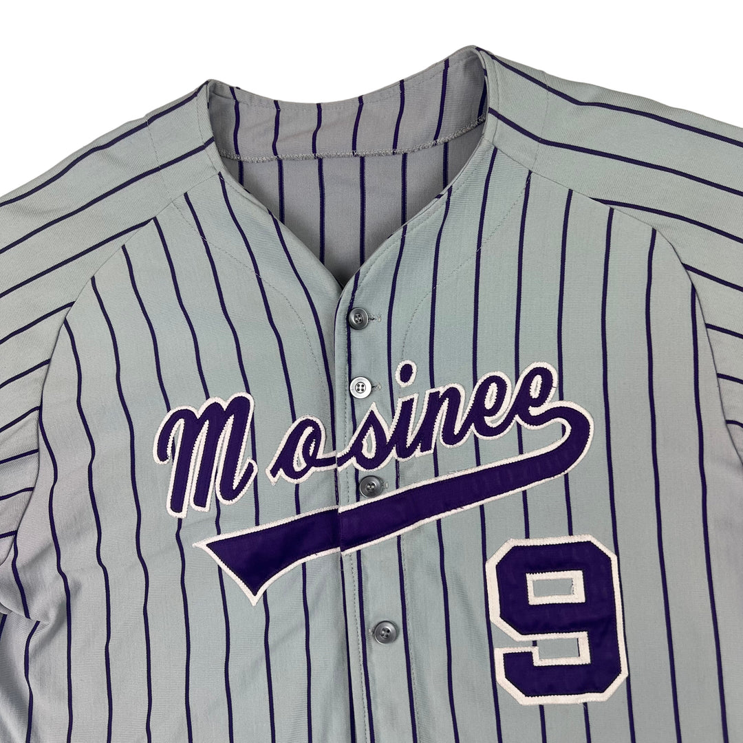 Vintage Striped Baseball Jersey "Mosinee 9" Grey Purple